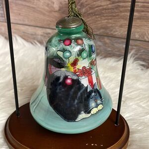 Ne Qwa Art Barbara Lavalle Hand Painted Christmas Cat Ornament Vintage
